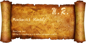 Madacsi Radó névjegykártya